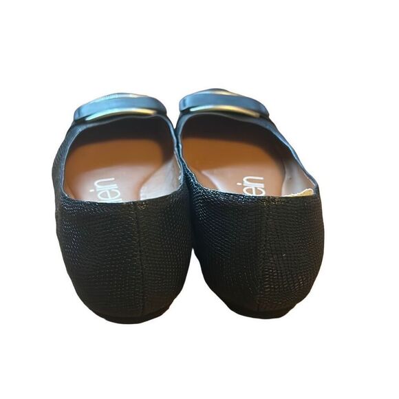 Calvin Klein Black Textured Ballet Flats with Silver Buckle Detail Women US 7 - Picture 6 of 8